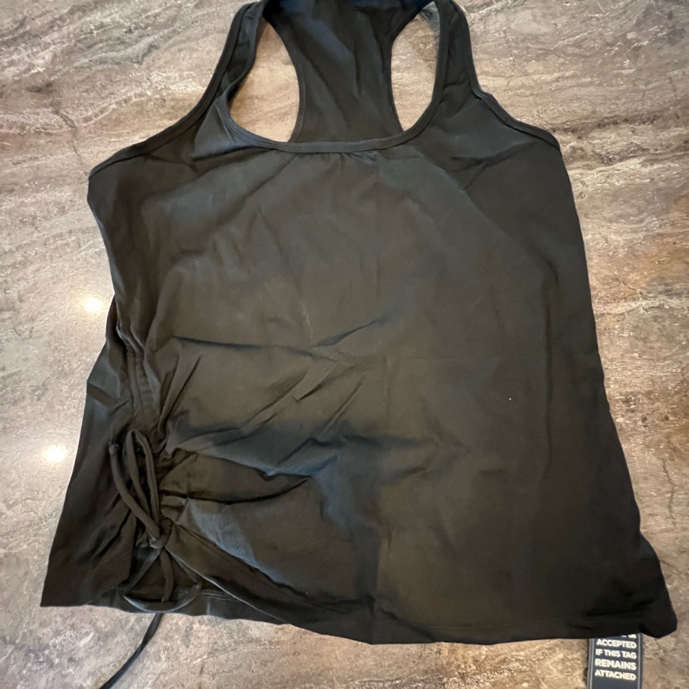 Classic Black Racerback Swim Tankini Top with Side Tie